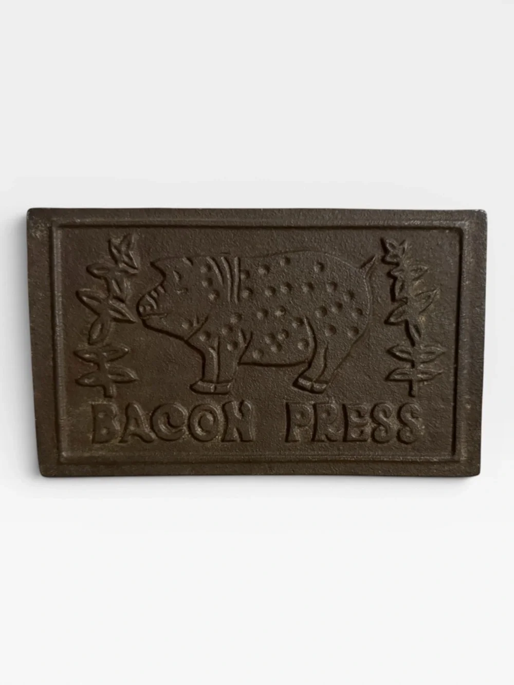 Vintage Cast Iron Bacon Press Featuring A Pig Design